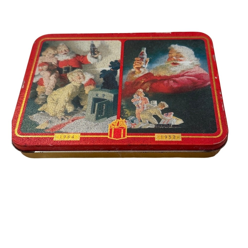 Vintage 1996 Coca-Cola Nostalgia Playing Cards 2-Deck Set in Collector Tin Santa